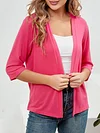 Open Front Solid Cardigan with 3/4 Sleeves, Elegant Spring/Summer Women's Clothing