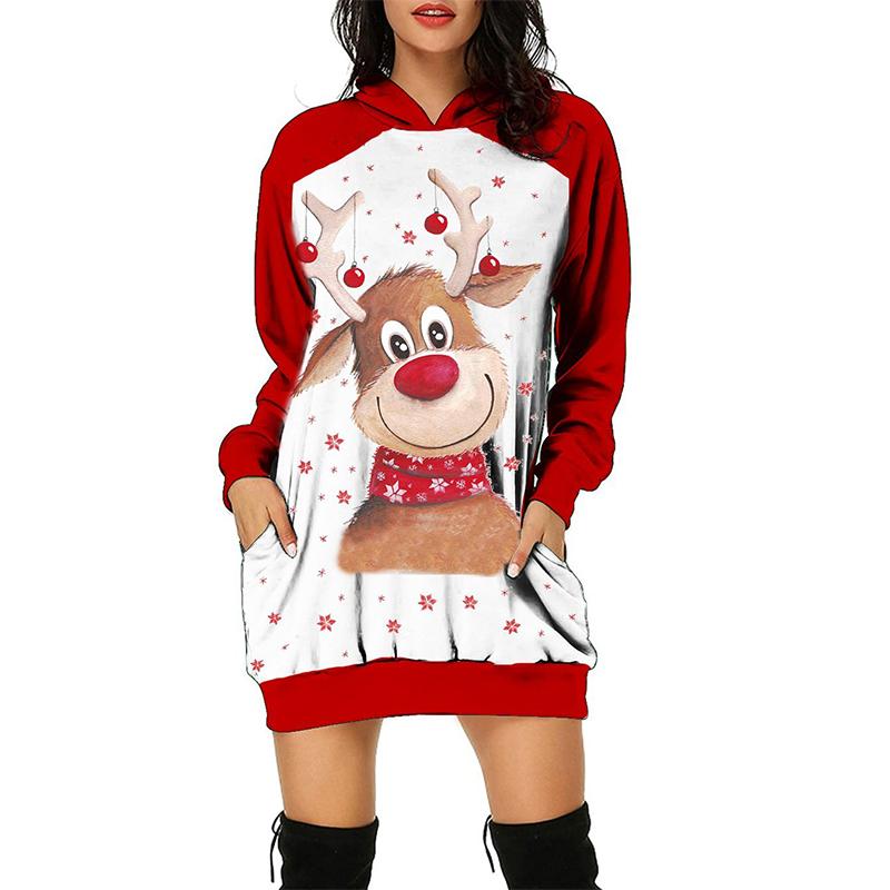  thdmladies Christmas Printed Long Sleeve Loose Sweatshirt thedmladies
