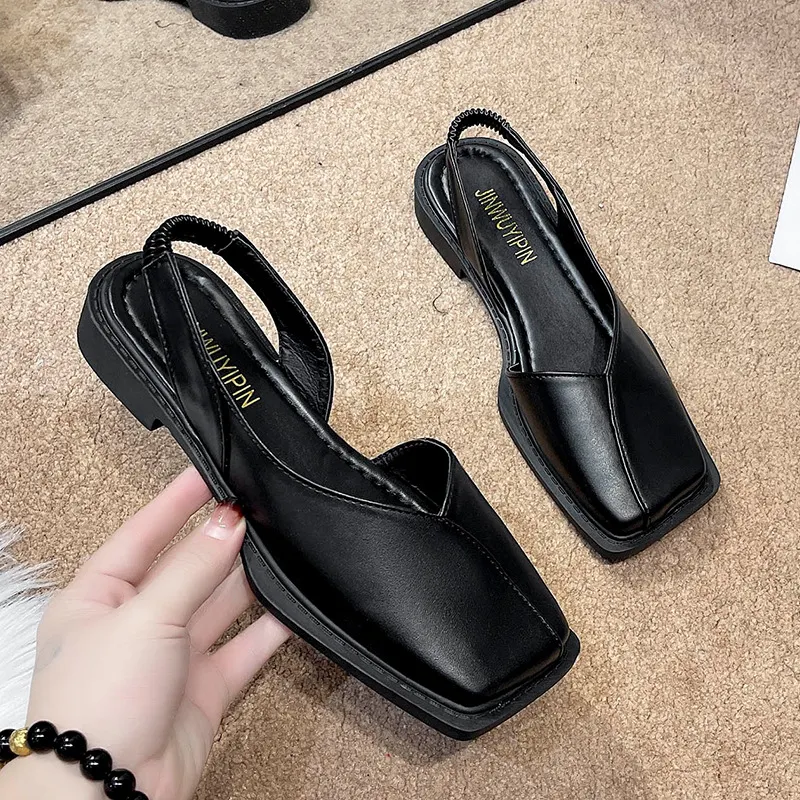 Breakj Breakj Summer Bag Head A Cool Single Shoes Children Square Grandmother Shoes A Foot Lazy Bean Sandals Women