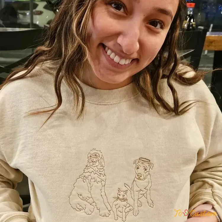 TOSCUSTOM™ Custom Pet Memorial Sweatshirt – Forever in My Heart Embroidered Keepsake