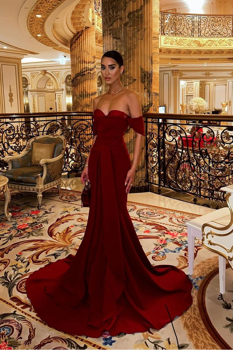 Lvs&Broner Off the Shoulder Strapless Sleeveless Mermaid Long Prom Dress With Ruffles 