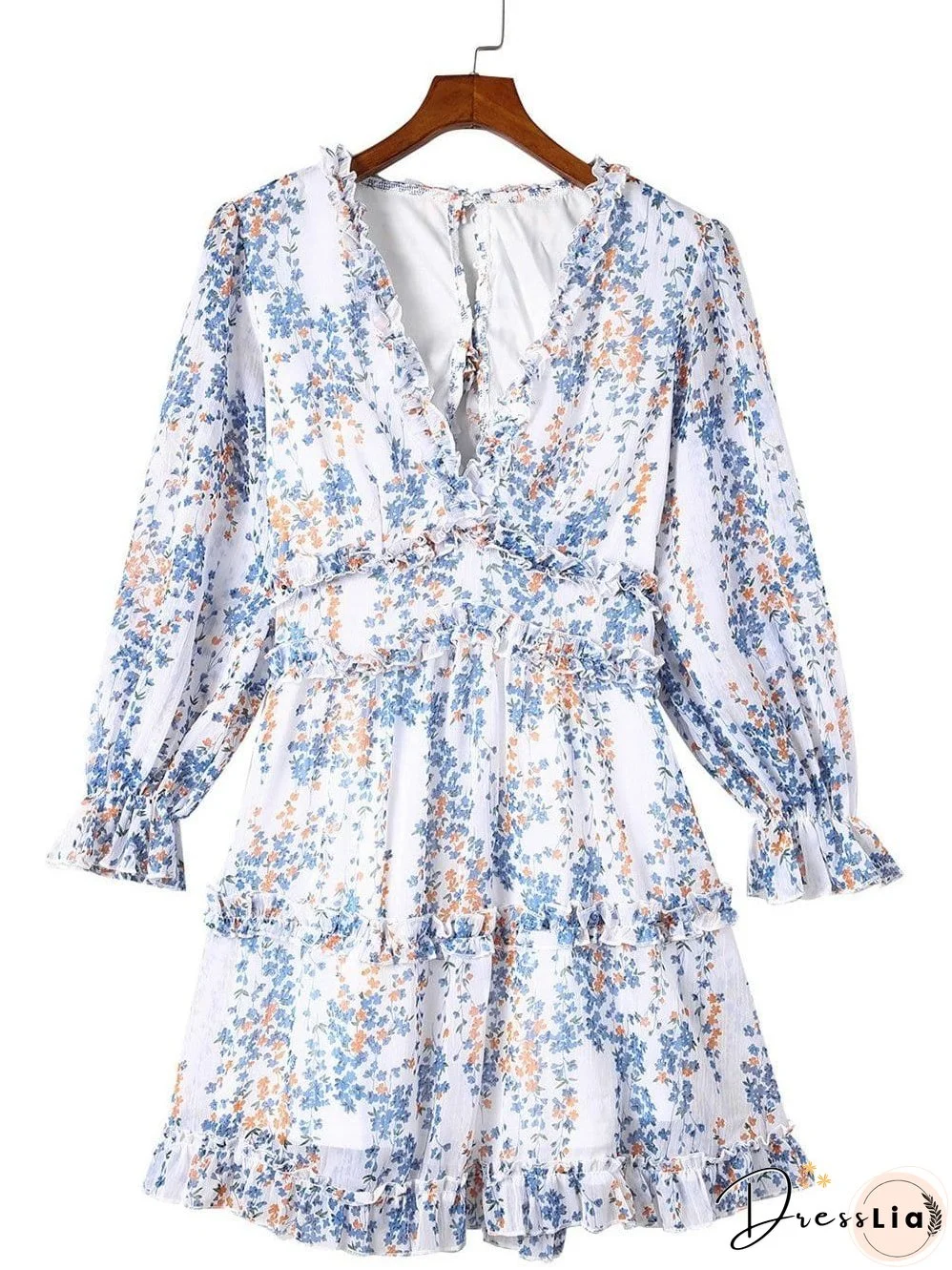 Feminine Floral Dress with V-Neck