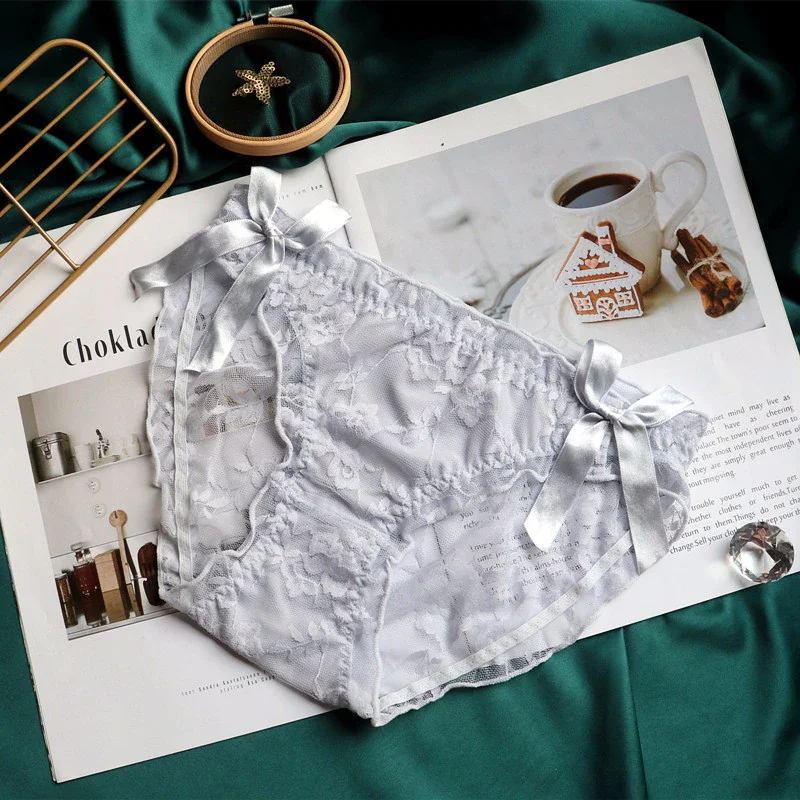 Billionm Product Japanese Cute and Sweet Student Lolita Bow Lace Panties Women's Low-rise Bread Pants Women's Briefs Pink Panties