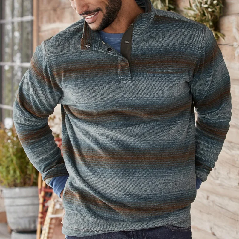 Casual Soft Warm Striped Pullover T-Shirt