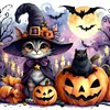 Halloween Chat Et Citrouille-Rond Drill Diamond Painting-30*30CM