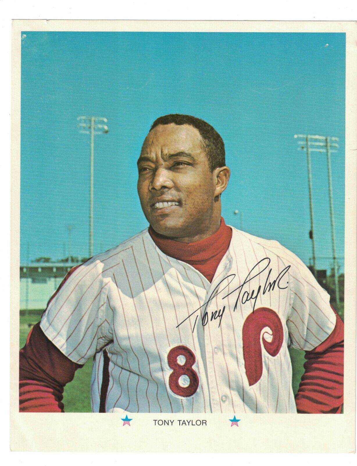 Tony Taylor Philadelphia Phillies 1971 ARCO Gas Oil 8x10 Photo Poster painting Card RH