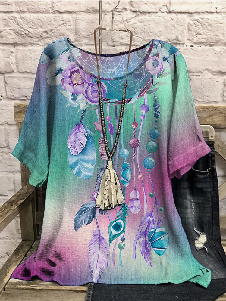 Women Long Sleeve V-neck Graphic Floral Printed Top