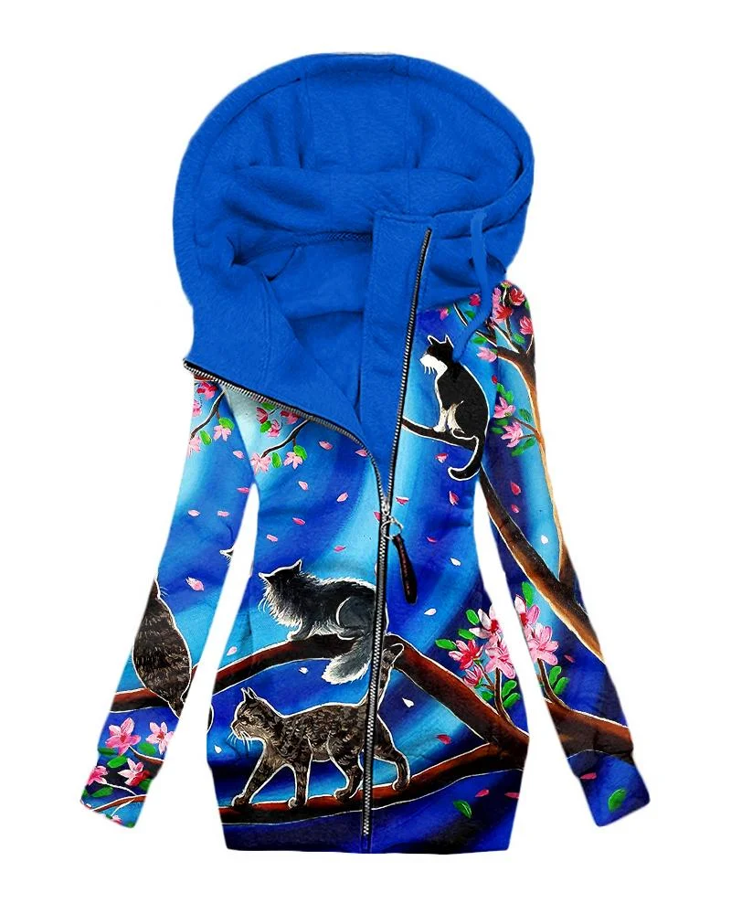 Women's Daily Vintage Print Hoodie-082607