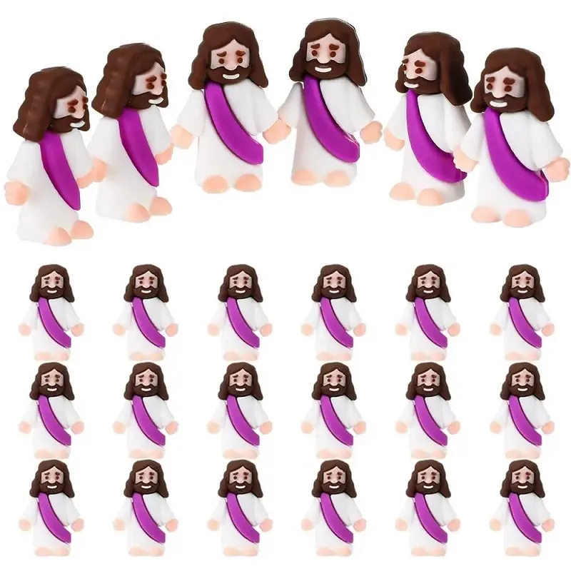 ARCHCRTC Lot de 100 mini figurines de Jésus qui t'aime - Petite figurine religieuse Christ Sauveur à cacher et à chercher pour le dimanche de Pâques - Cadeau (100, multicolore