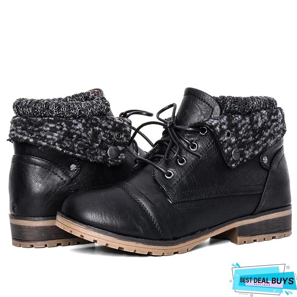 Winter Women's Ankle Boots Shoes Genuine Leather Lace Up Platform Boots Woman Warm Plush Snow Boots Women