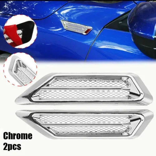 Dronehint 2x Car Parts 3D Chrome Fender Side Vent Air Flow Sticker Decor Car Accessories (For: Land Rover) Parts