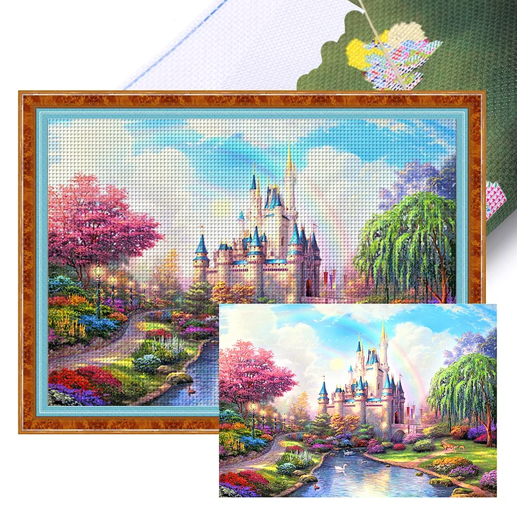 【Mona Lisa Brand】Rainbow Castle 11CT Stamped Cross Stitch 72*55CM