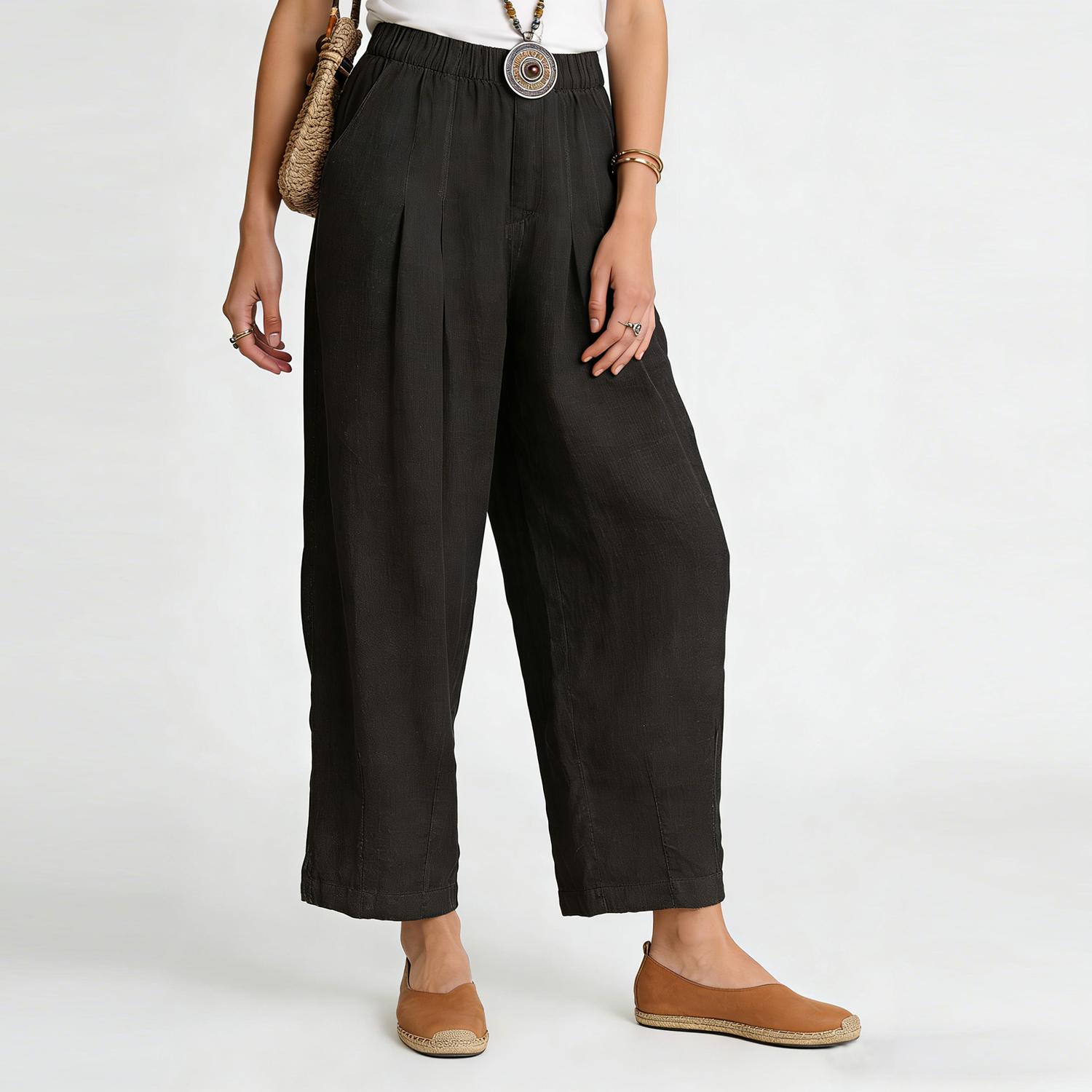 Linen Pants Women 100% Linen Pleated Harem Trousers Breathable Hypoallergenic REAL SILK LIFE