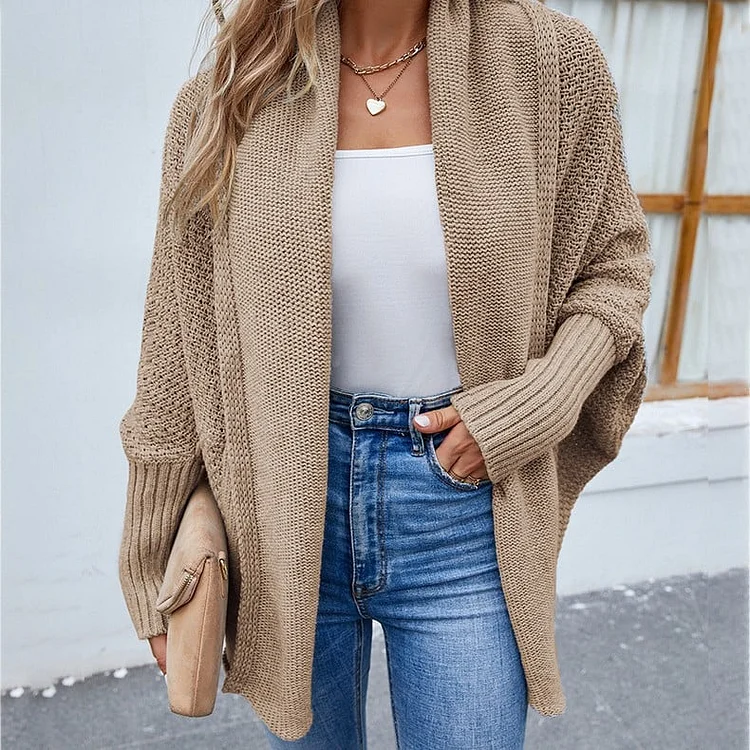 Women Vintage Solid Long Sleeve Knit Cardigan - Buy 2 Free Shipping