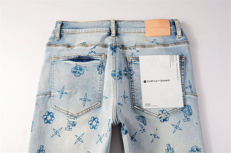 Purple Fashion Jeans 9063
