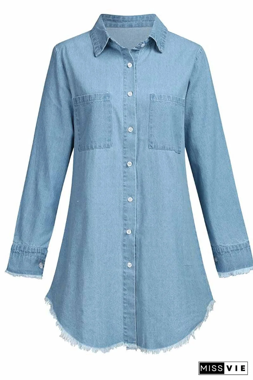 Loose Button Design 4 Colors Denim Tops
