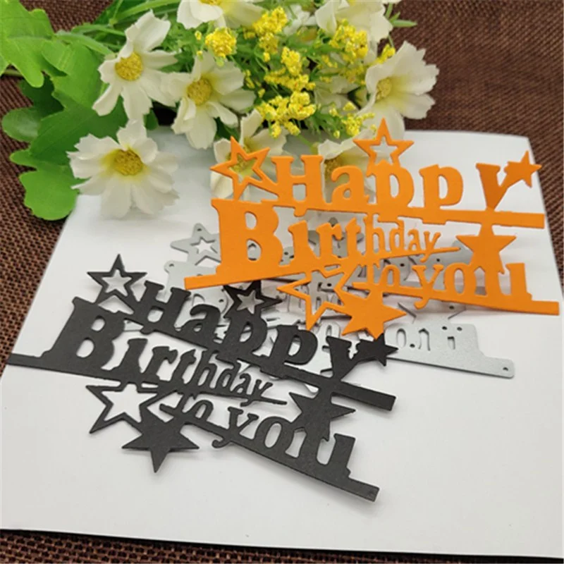 happy Birthday decoration Metal Cutting Dies Craft Stamps die Cut Embossing Card Make Stencil Frame Art Cutte