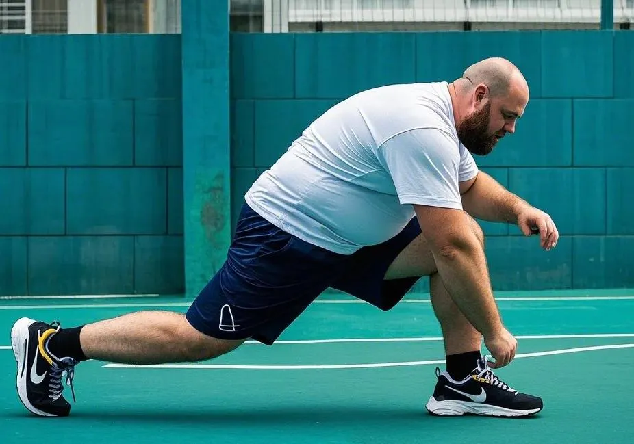 A man exercising in big and tall shorts