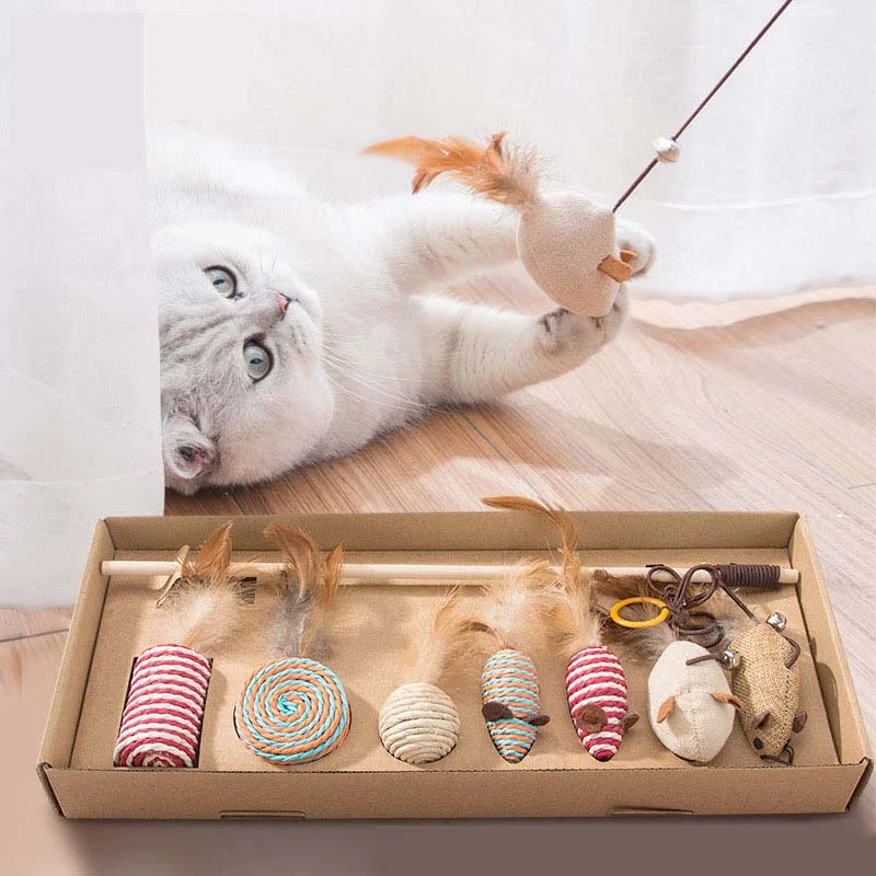 1set Funny stick cat toys products for interactive Funny cat paw toy Fluffy With long rod natural feather Lovely pet products