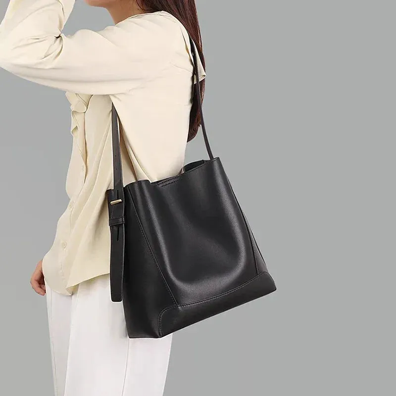 Women's Vintage Leather Tote Bag &ndash; Everyday Shoulder Carryall &ndash; view 2
