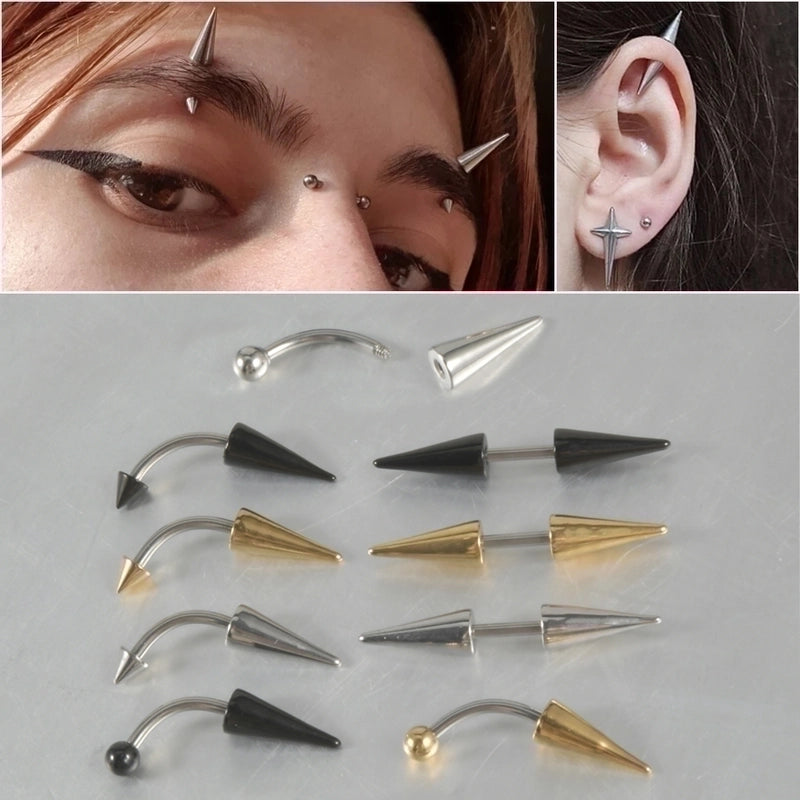 4 Pieces Eyebrow Studs Casual Exaggerated Minimalist Solid Color 304 Stainless Steel Plating 18K Gold Plated