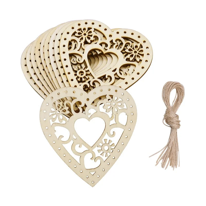 Wood Weddings Embellishment Laser Cut Love Heart Hanging Ornament Wooden Ring Box Mr Mrs Rustic Wedding Decoration