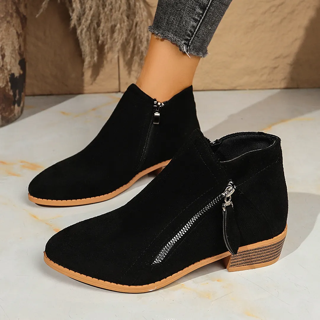 Breakj Breakj Martin Boots 2023 Autumn And Winter New Coarse Heel Side Zipper Large Size 43 Yards Female Short Boots