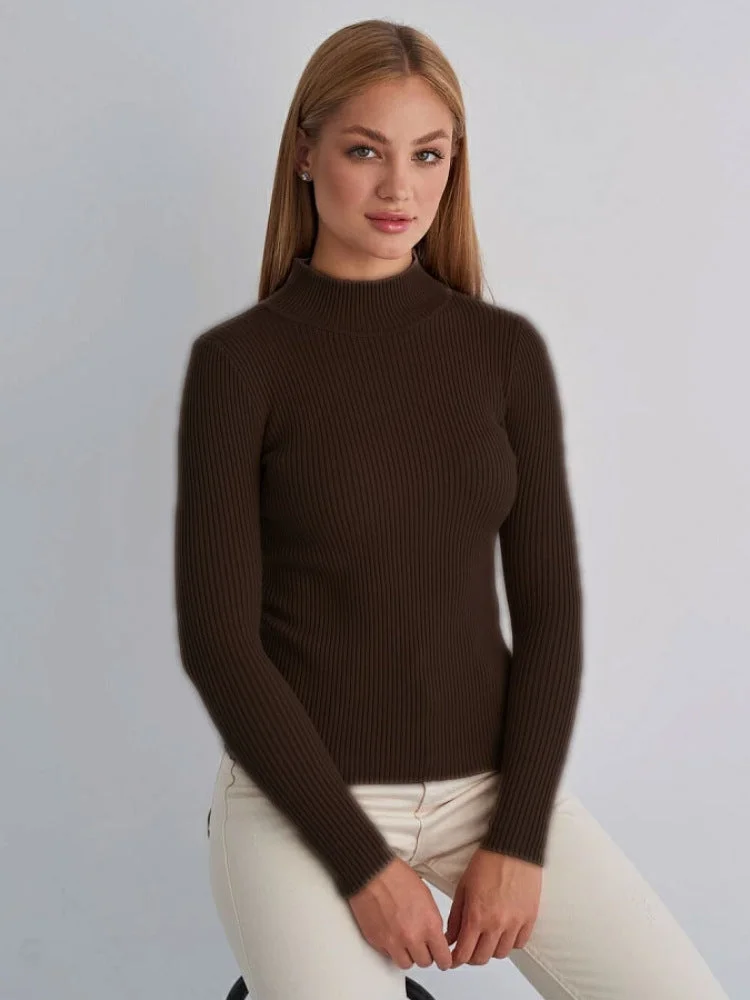Uveng Color Half Collar Slim Knit Bottoming Sweaters