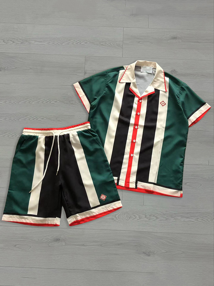 Retro Stripes Art Print Street Shirt And Shorts Co-ord