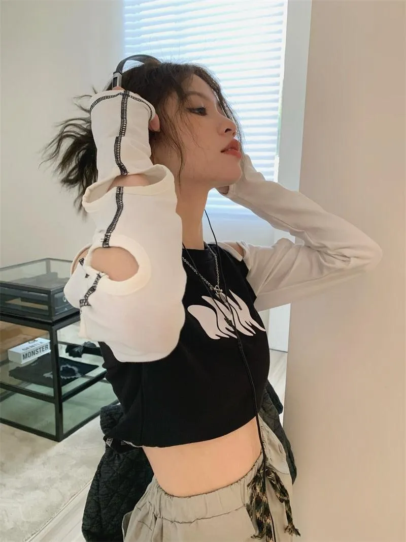 Brownm Cut-Out Crop Top