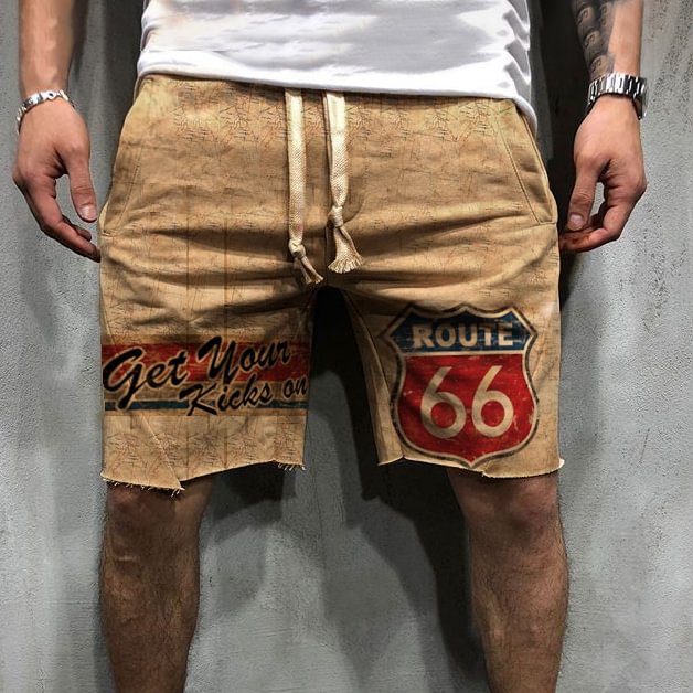 66 Road Print Casual Shorts