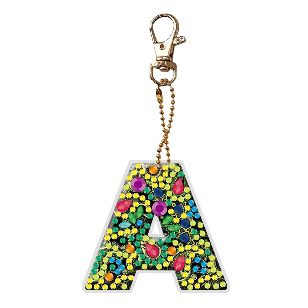 DIY Diamond Art Keychains Handmade Point Drill Key Ring Letters Lady Bag Pendant