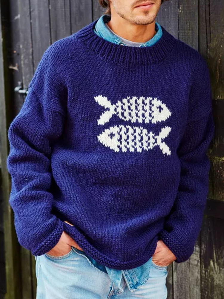 Vintage Padstow Pisces Printed Sweater