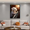 (Big Size)Puppy Playing Piano - 11CT Stamped Cross Stitch - 40*60cm - Dog