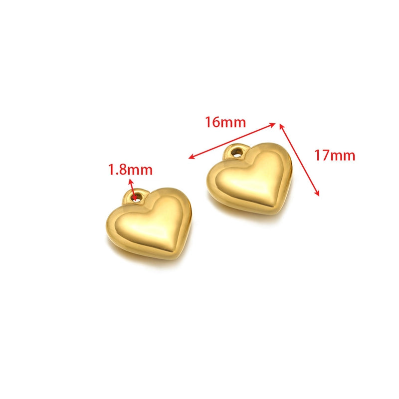 5 PCS/Package 14*17mm 304 Stainless Steel Heart Shape Pendant Jewelry Accessories