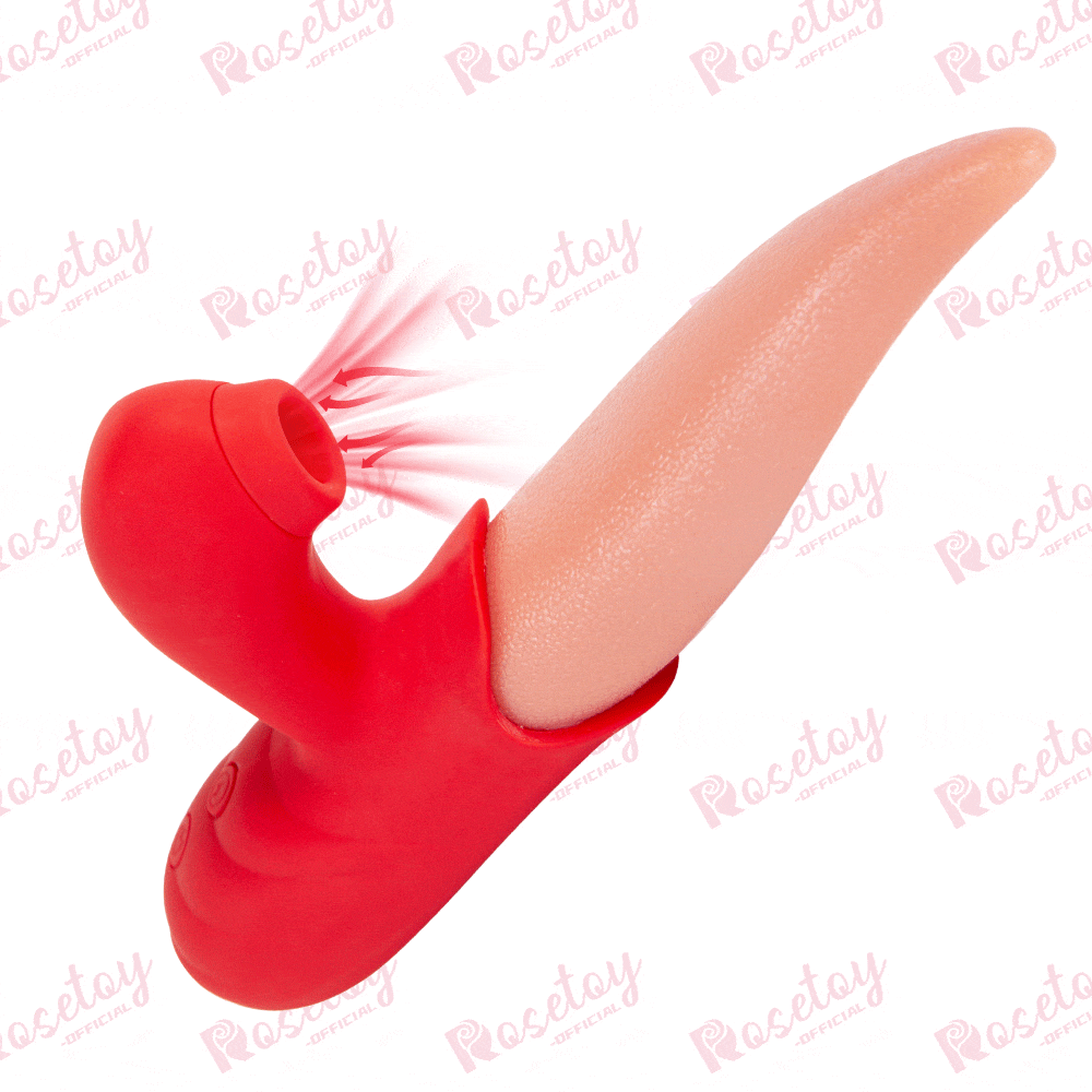 Tapping/sucking & Tongue-licking Vibrator - Rose Toy