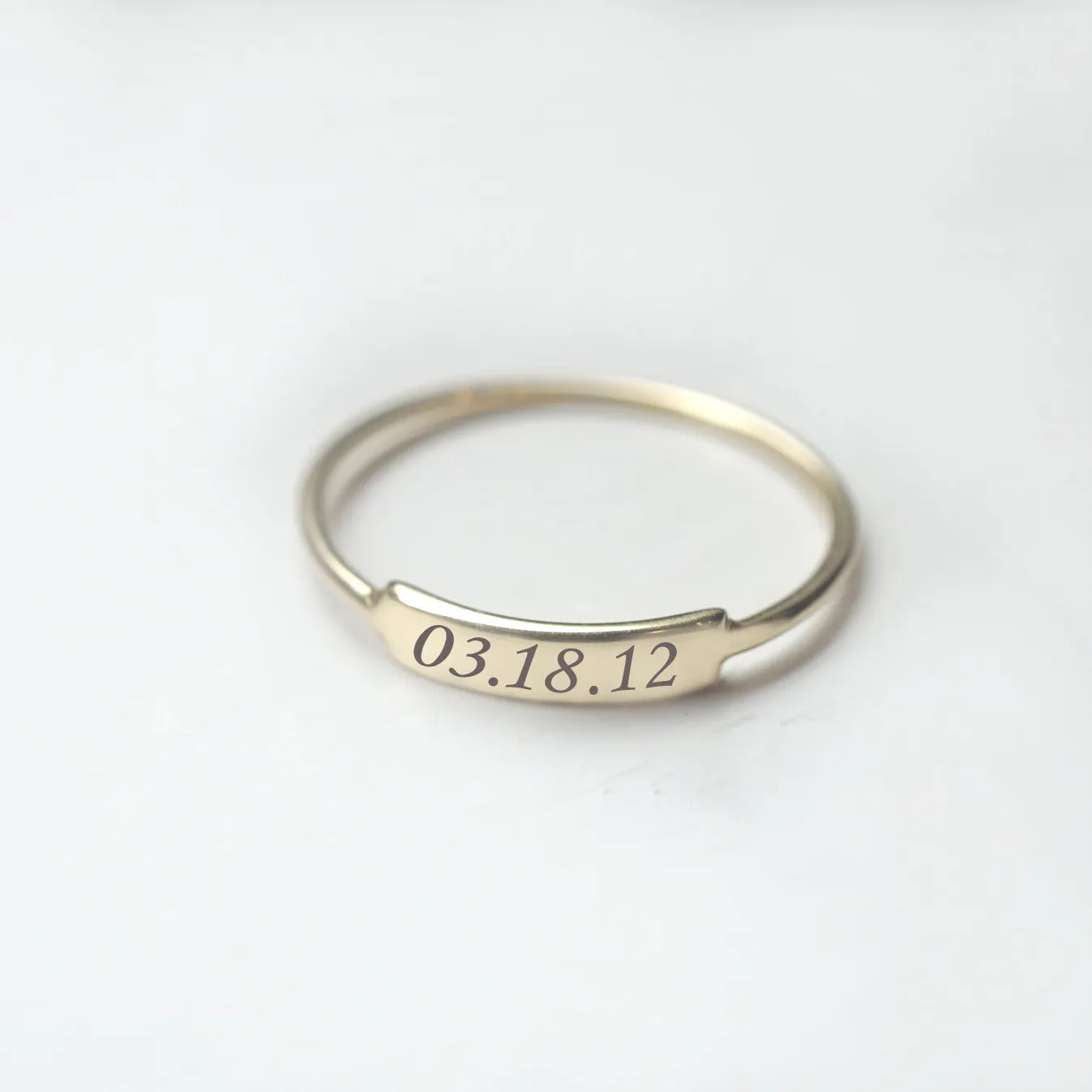 Stackable Rings Engraved Bar Ring With Engraved Date Personalized Stacking Ring