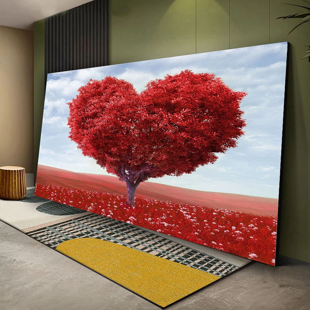 Red Love Tree Canvas Wall Art