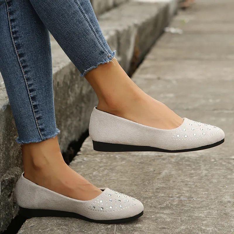 Churchf Churchf Large Size Round Head Casual Single Shoes 2023 New Fashion Middle Diamond Flat Work Beans Single Shoes