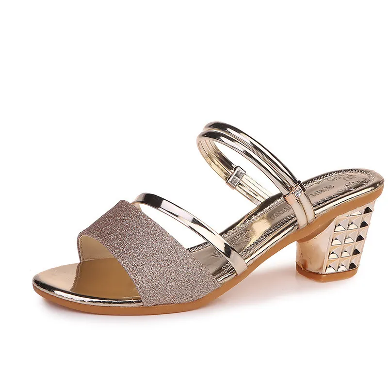 Breakj Breakj Summer New Korean Version Of Sandals Women Coarse Heel In The Toe And Wear Two Thick And Cool Drag Women Shoes