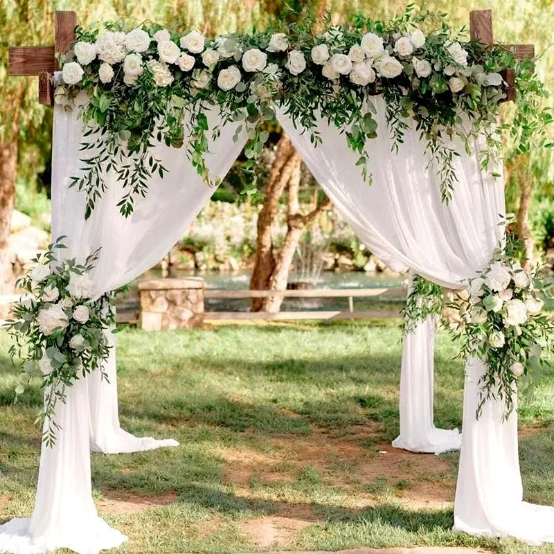5m/10m 48cm Organza Knot Wedding Chairs Cover Sheer Crystal Organza Tulle Roll Fabric for Wedding Arch Party Decoration Organza