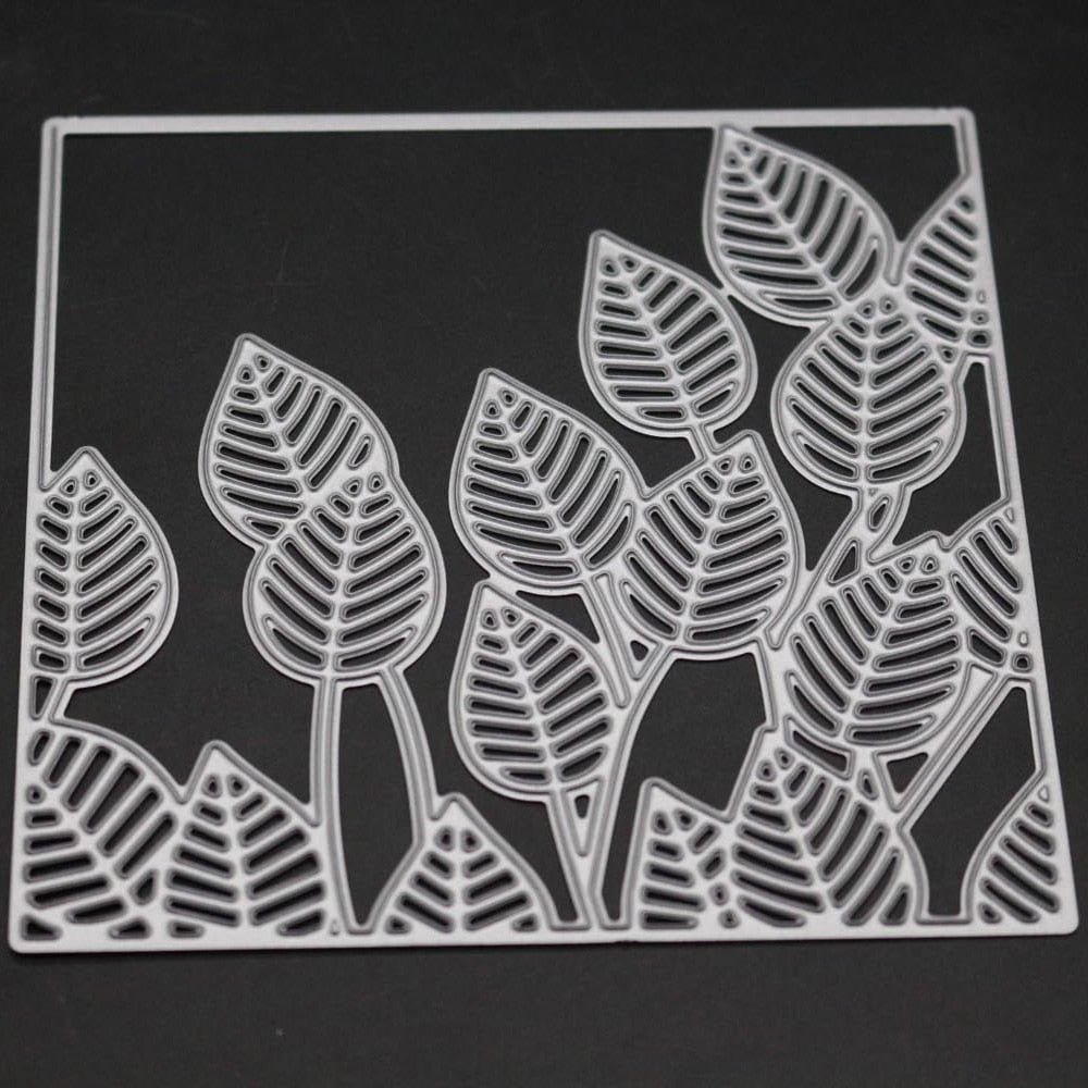 Green Leaves Metal Cutting Dies Christmas Square Frame Die Cut Stencil Scrapbooking Paper Cards Stamps And Dies 2019 New Craft