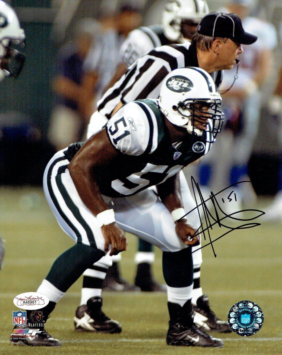 Jonathan Vilma Signed Jets Authentic Autographed 8x10 Photo Poster painting JSA #A46961