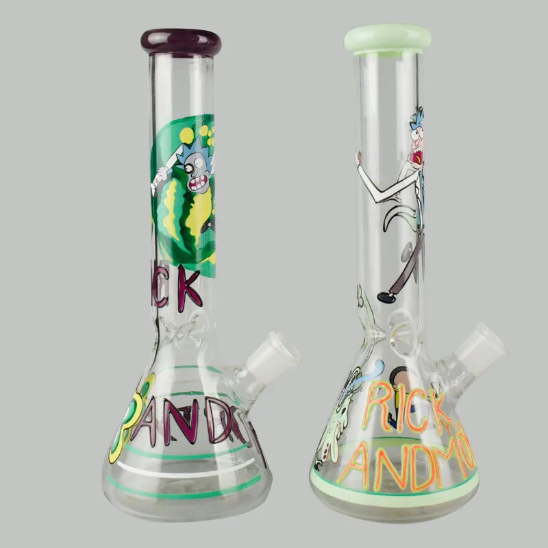 Glowing Bong Water Pipe Morty Rick Beaker Bong Ice Ash Catcher