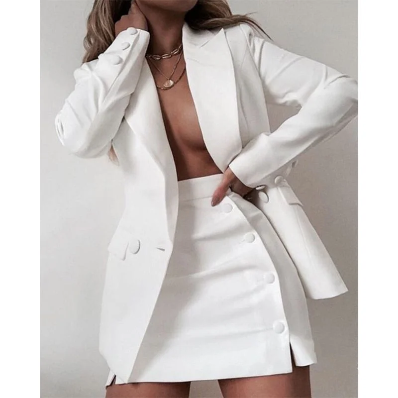 Graduation Gifts 2022 New Fashion 2 Piece Set Women Streetwear Candy Colour Basic Blazer Sets Coat + Shorts Slim Suit Jacket