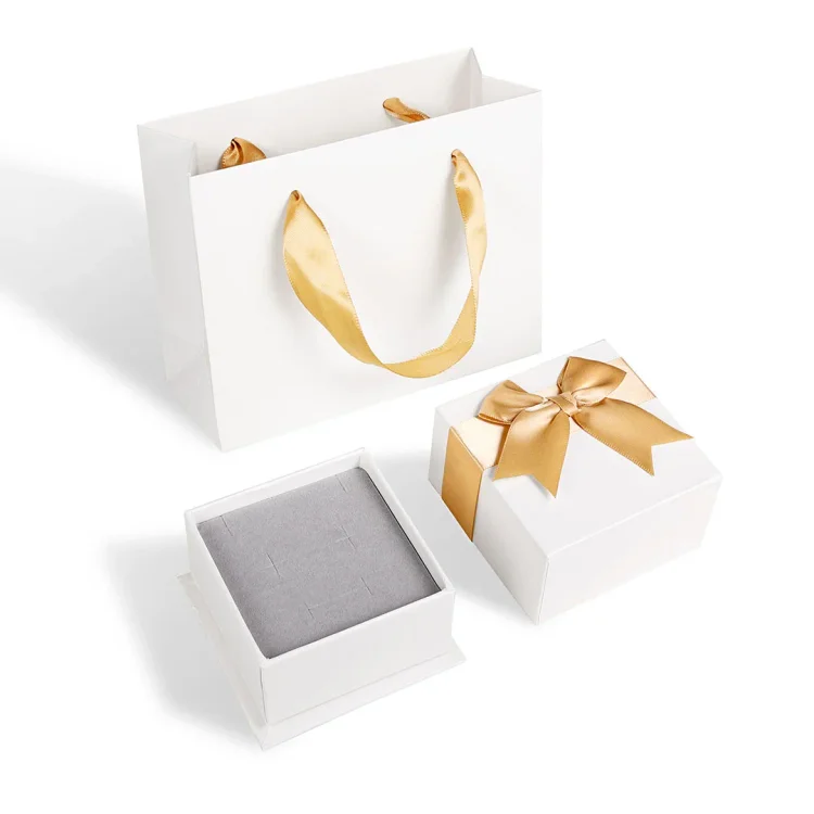 Kettenmachen Weiße Geschenkbox mit Feine Schleife für Schmuck