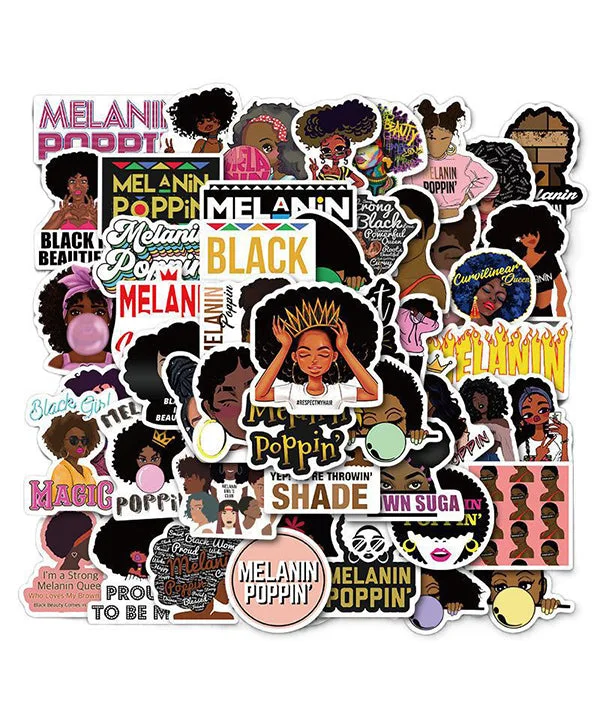 50 Pcs Melanin Poppin Stickers-Himinee.com
