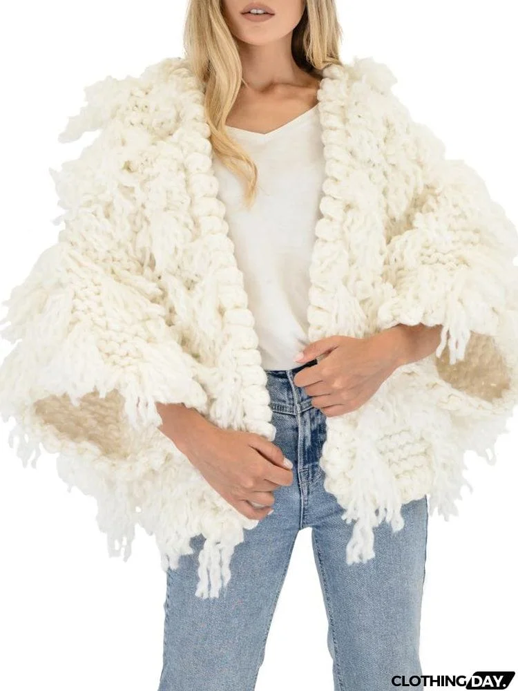 Stylish Loose Long Sleeves Ruched Warm Cardigan Coats
