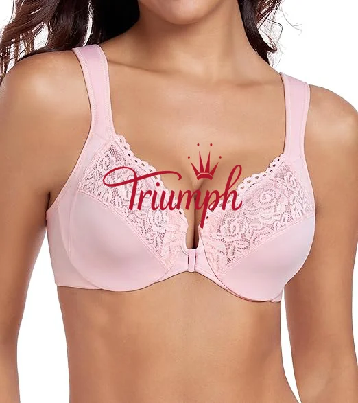Triumph - 3 pe&ccedil;as 🔥Soutien de senhora sem copa e com bot&otilde;es &agrave; frente, tamanhos grandes