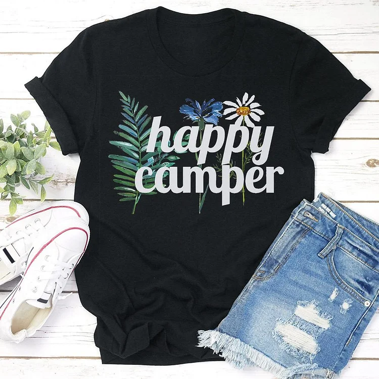 Happy Camper Camping  T-Shirt tee-03055-Annaletters